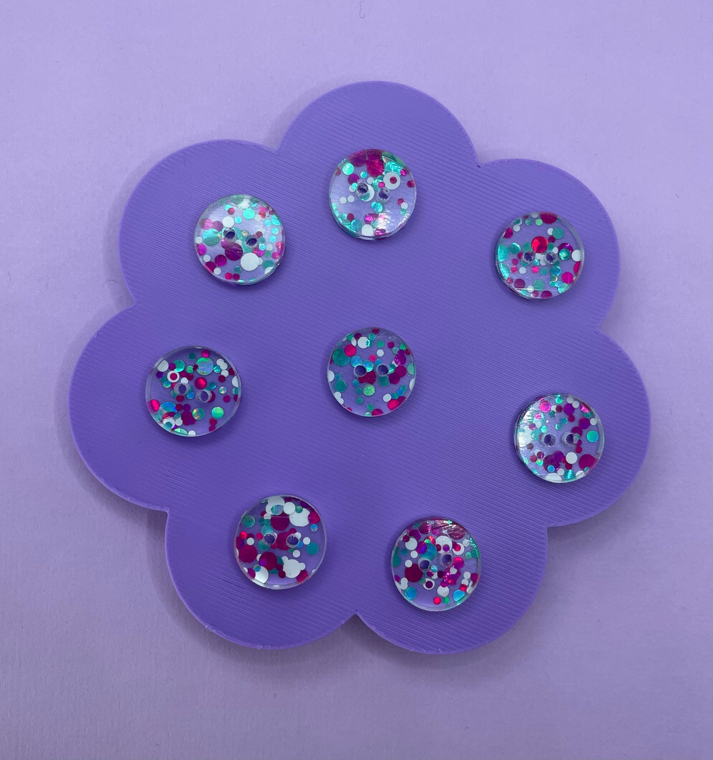Teal and Pink Chunky Glitter Buttons