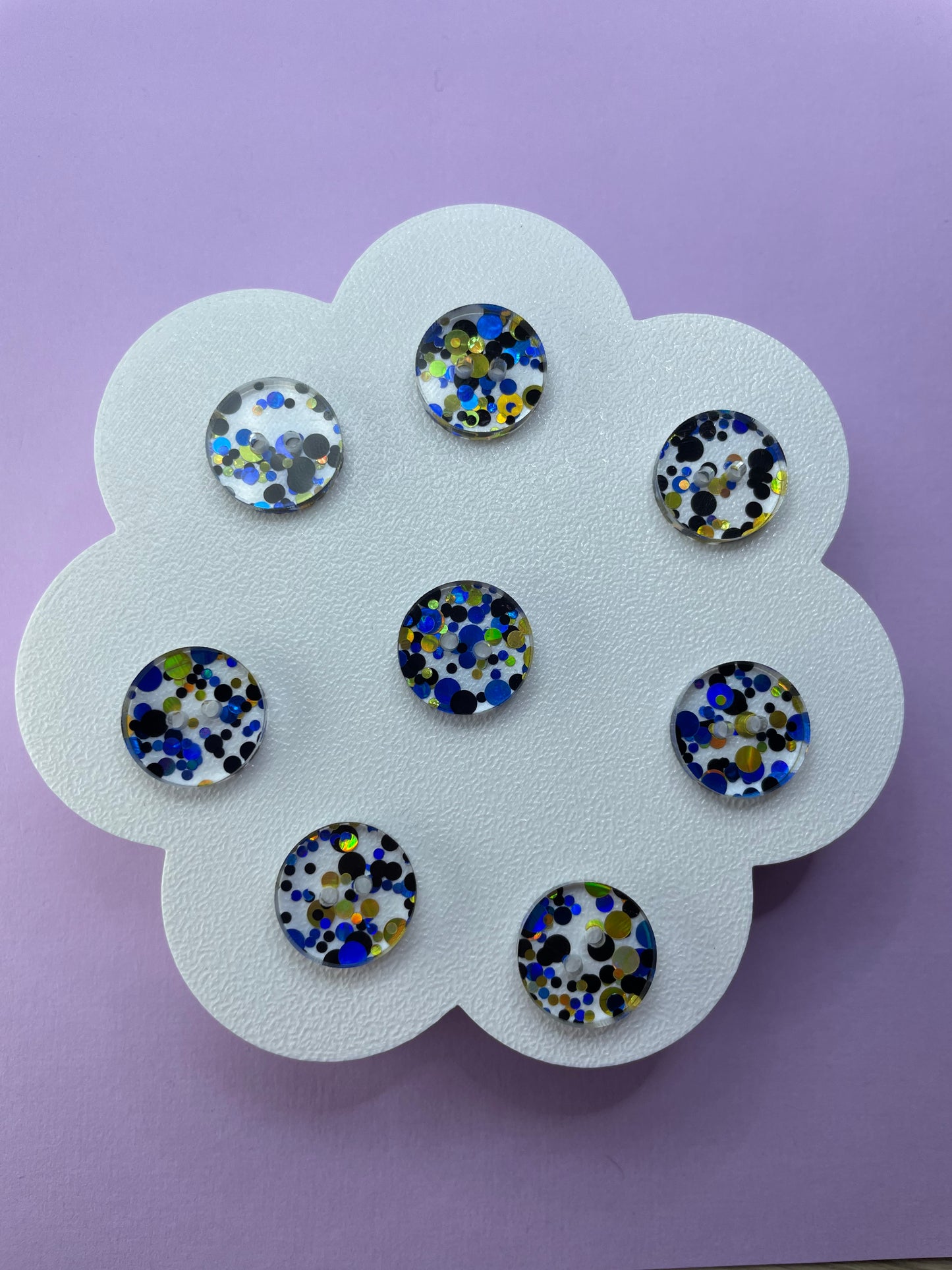 Blue and Gold Chunky Glitter Buttons