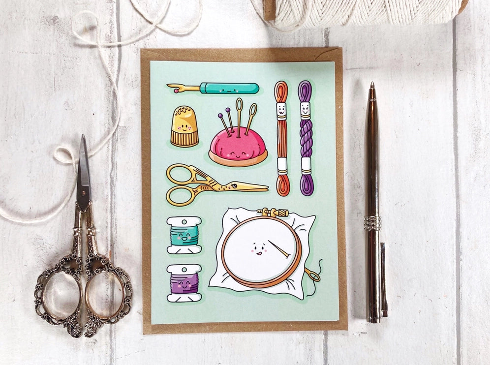 Cute stitches greeting card