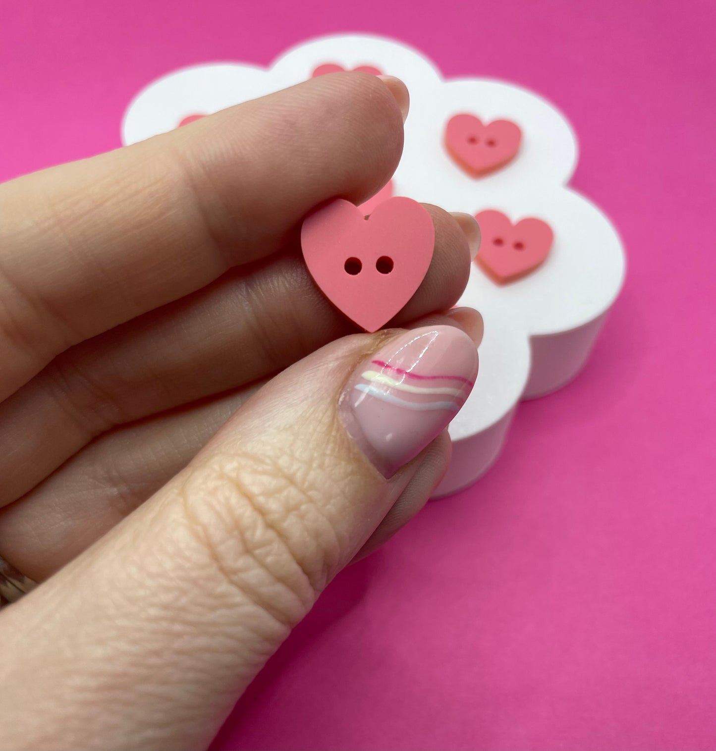 Sweet Pastel Raspberry Sherbert Buttons (round, heart and flower)