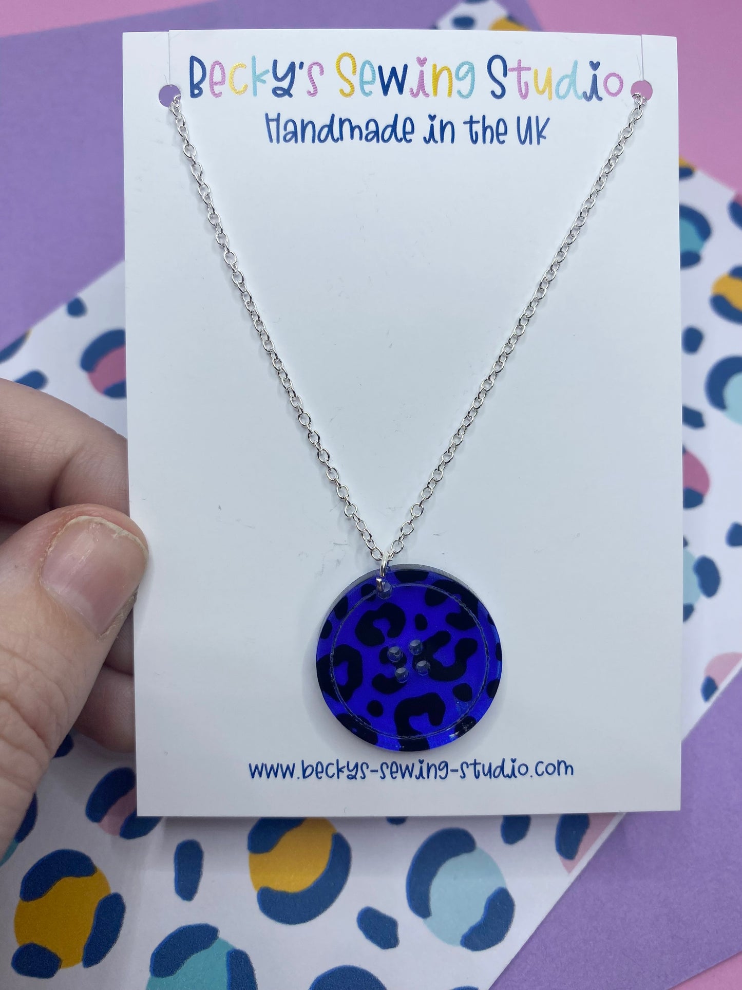 Leopard Print Button Necklace