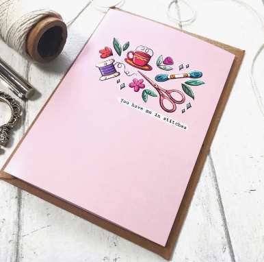 You have me in stitches greeting card