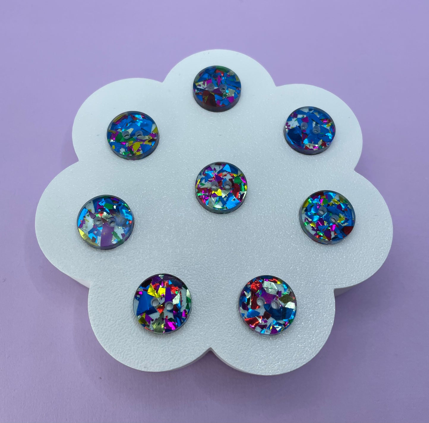 Blue Rainbow Confetti Buttons