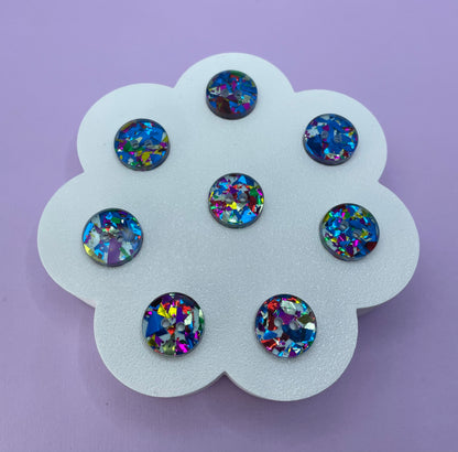 Blue Rainbow Confetti Buttons