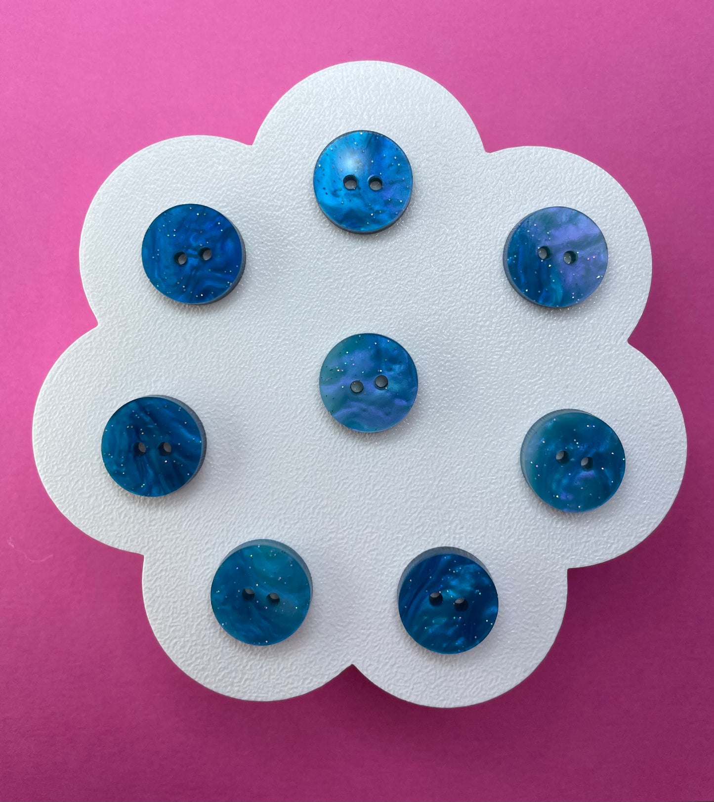 Cyan Blue Glittering Pearl Buttons