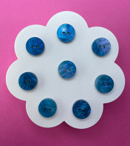 Cyan Blue Glittering Pearl Buttons