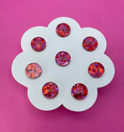 Red and Pink Berry Confetti Buttons