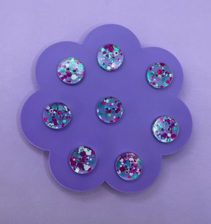 Teal and Pink Chunky Glitter Buttons