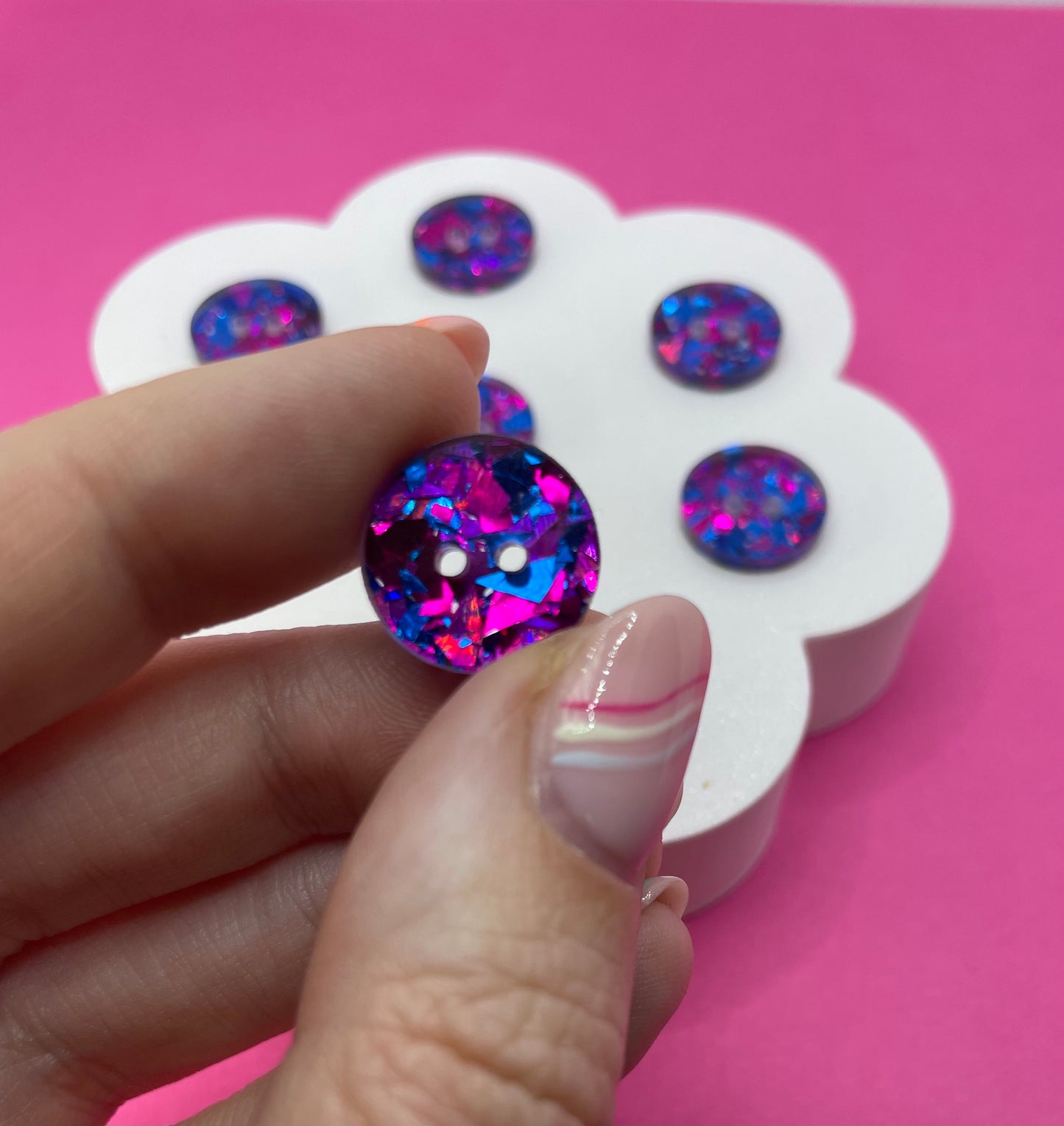 Purple Rainbow Confetti Buttons
