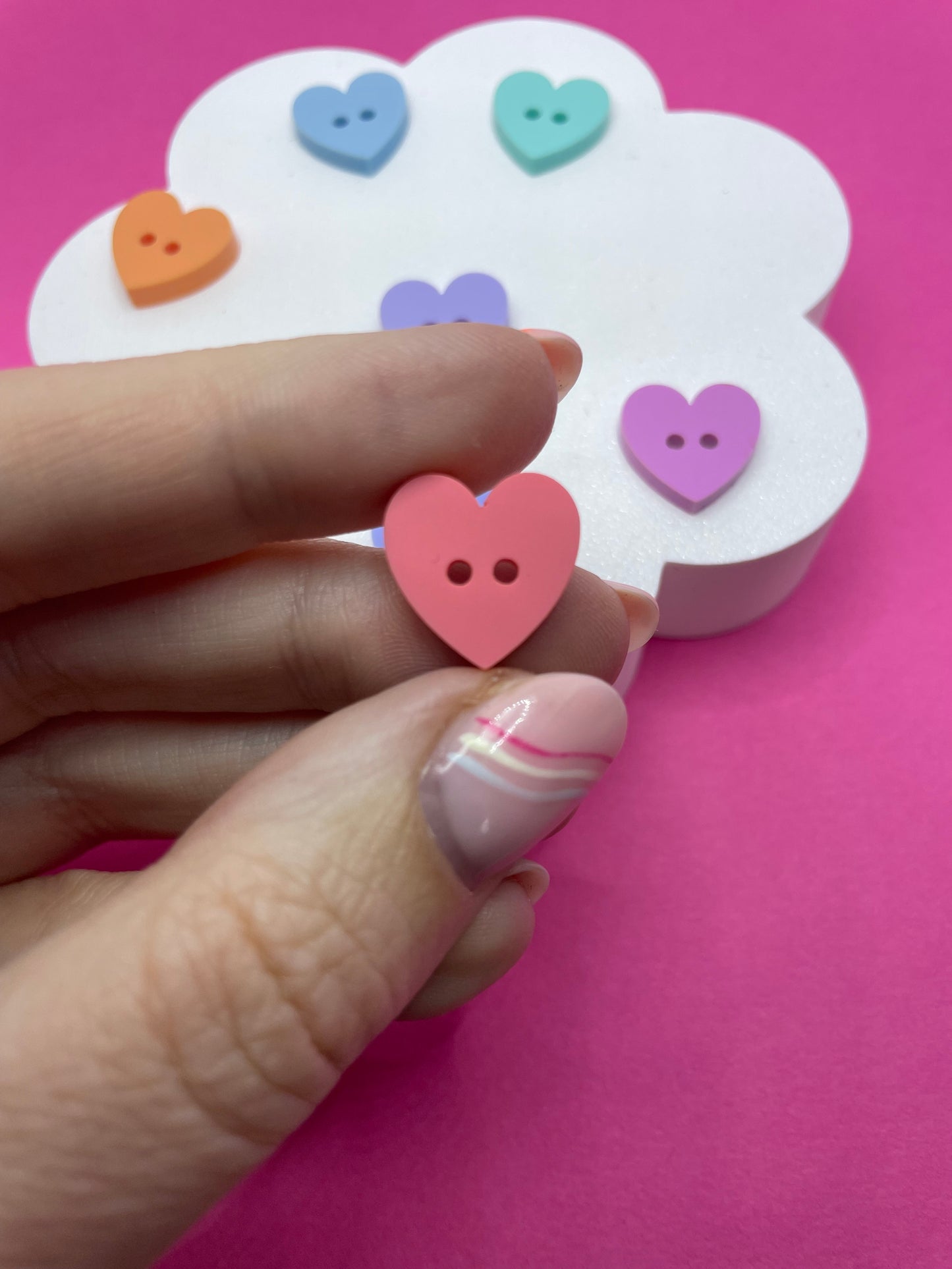 Rainbow Mix Heart Buttons