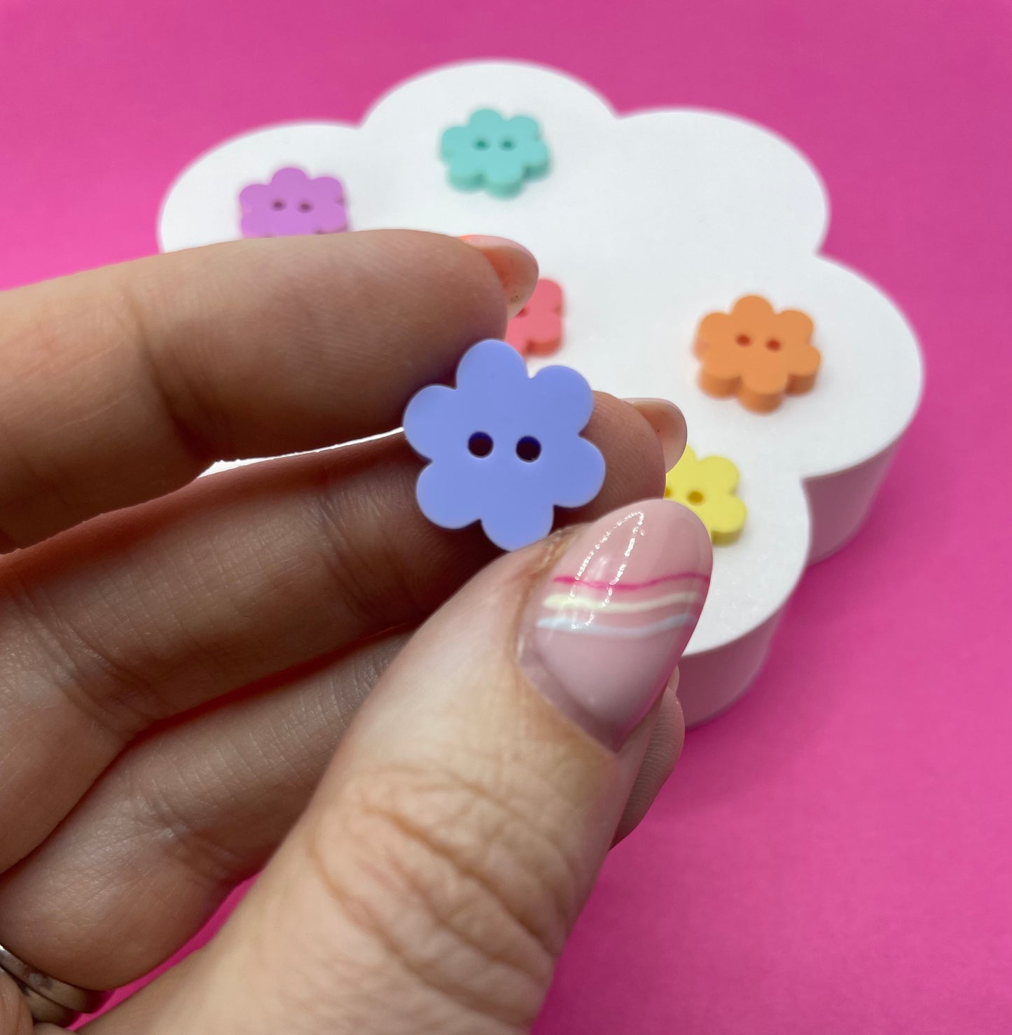 Rainbow Mix Flower Buttons