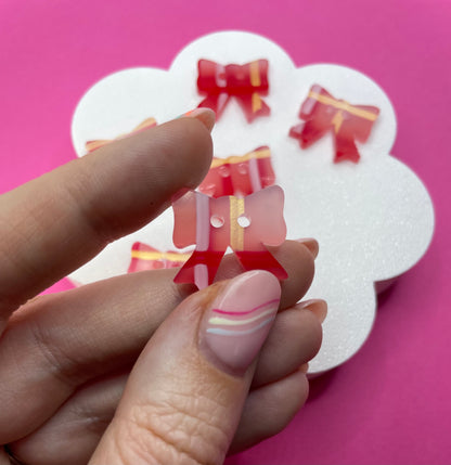 Red Tartan Bow Buttons