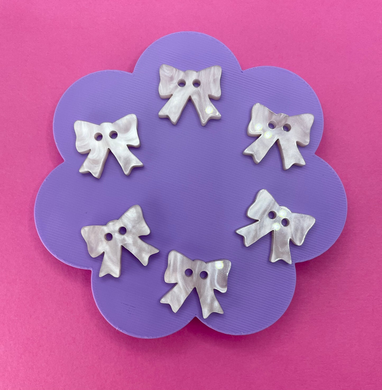 Baby Pink Pearl Bow Buttons