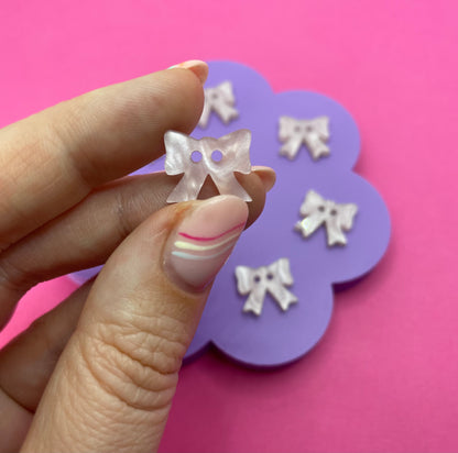 Baby Pink Pearl Bow Buttons