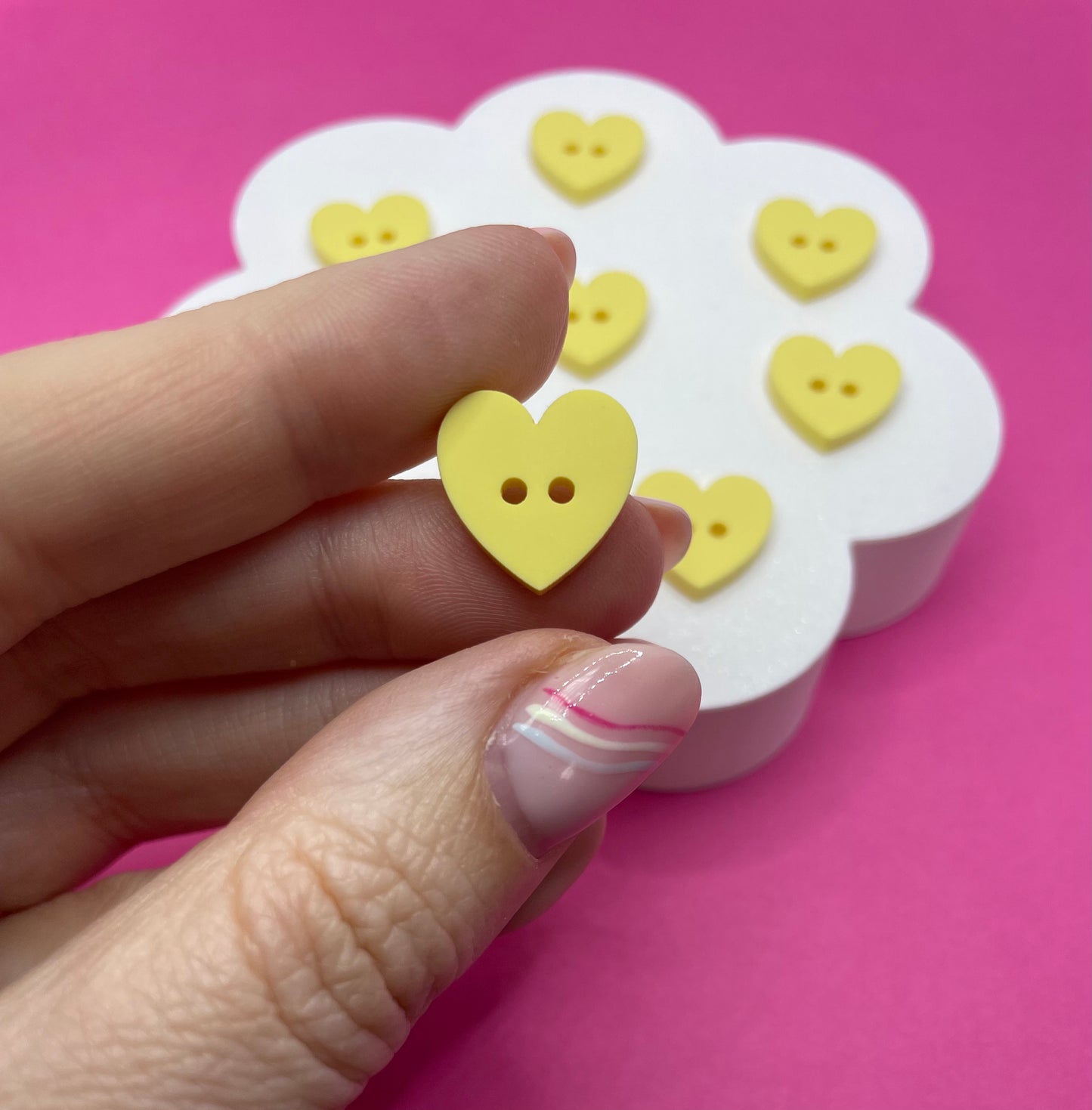 Sweet Pastel Lemon BonBon Buttons (round, heart and flower)