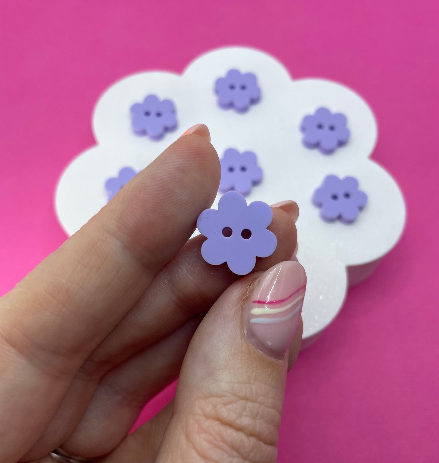 Sweet Pastel Parma Violet Buttons (round, heart and flower)