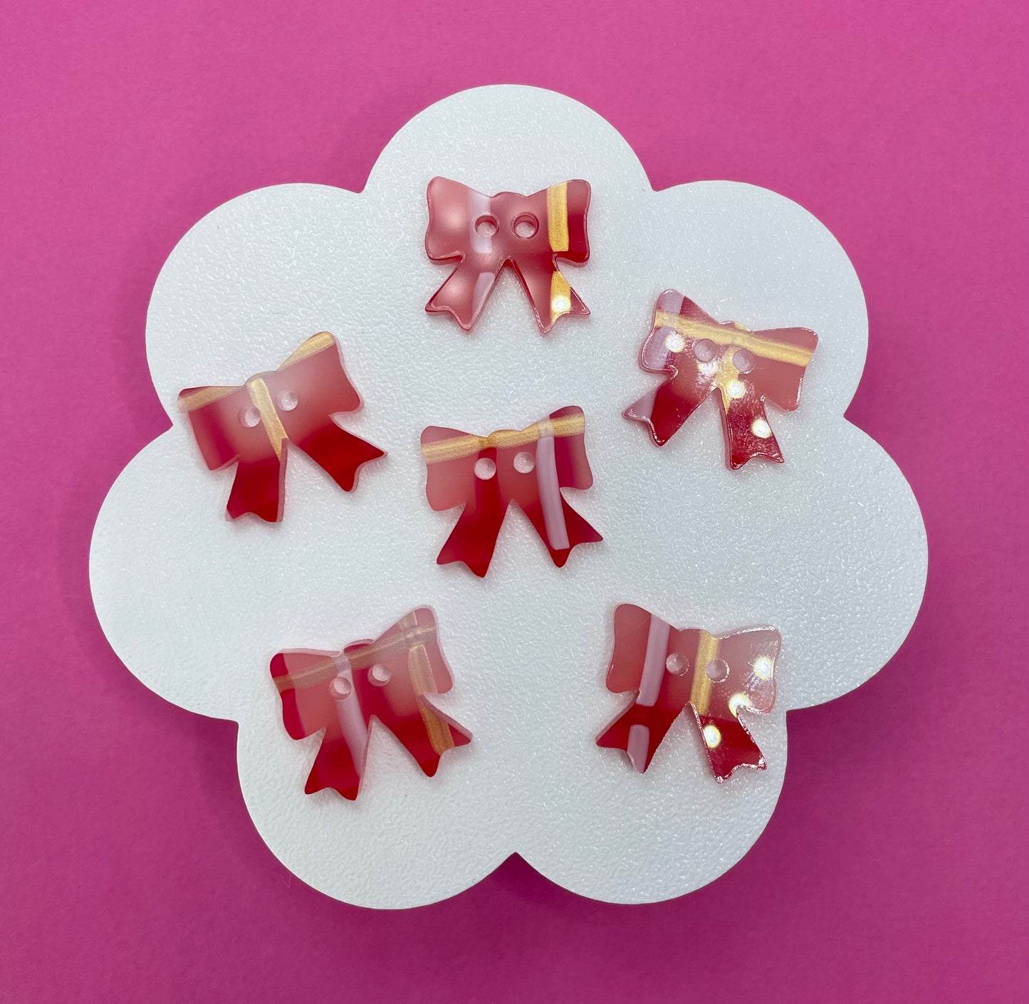 Red Tartan Bow Buttons
