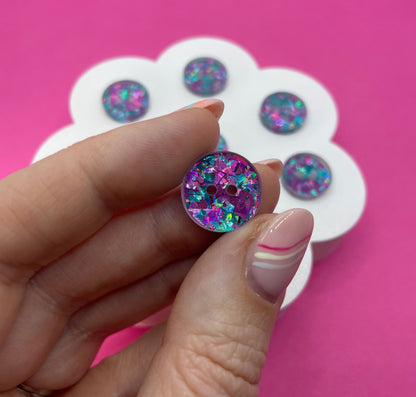 Lilac and Turquoise Confetti Buttons