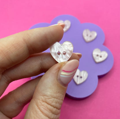Baby Pink Heart Pearl Buttons