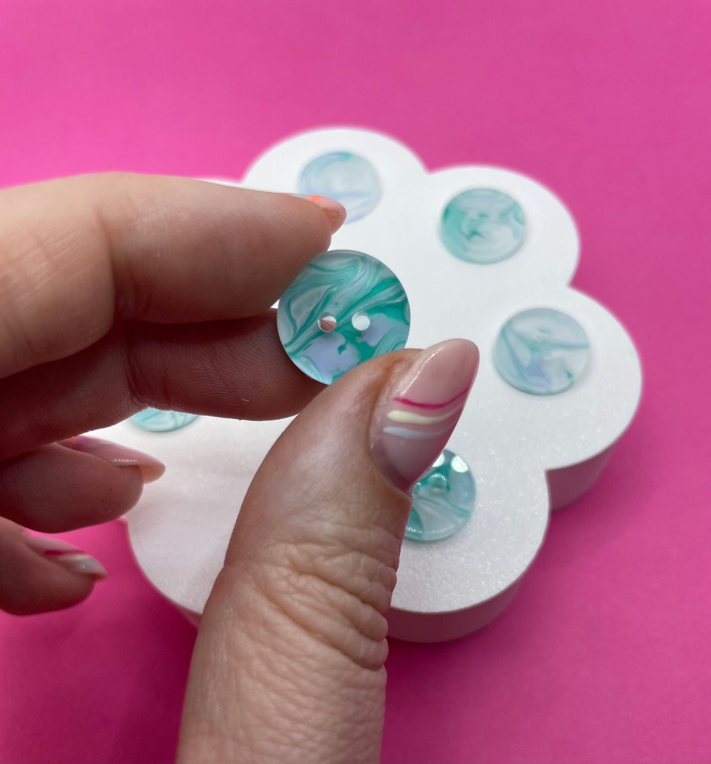 Inky Marble Buttons- Minty Swirl