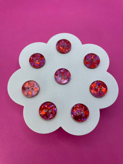 Red and Pink Berry Confetti Buttons