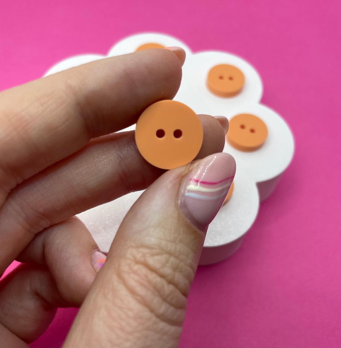 Sweet Pastel Orange Fizz Buttons (round, heart and flower)