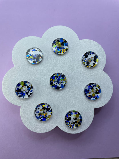 Blue and Gold Chunky Glitter Buttons