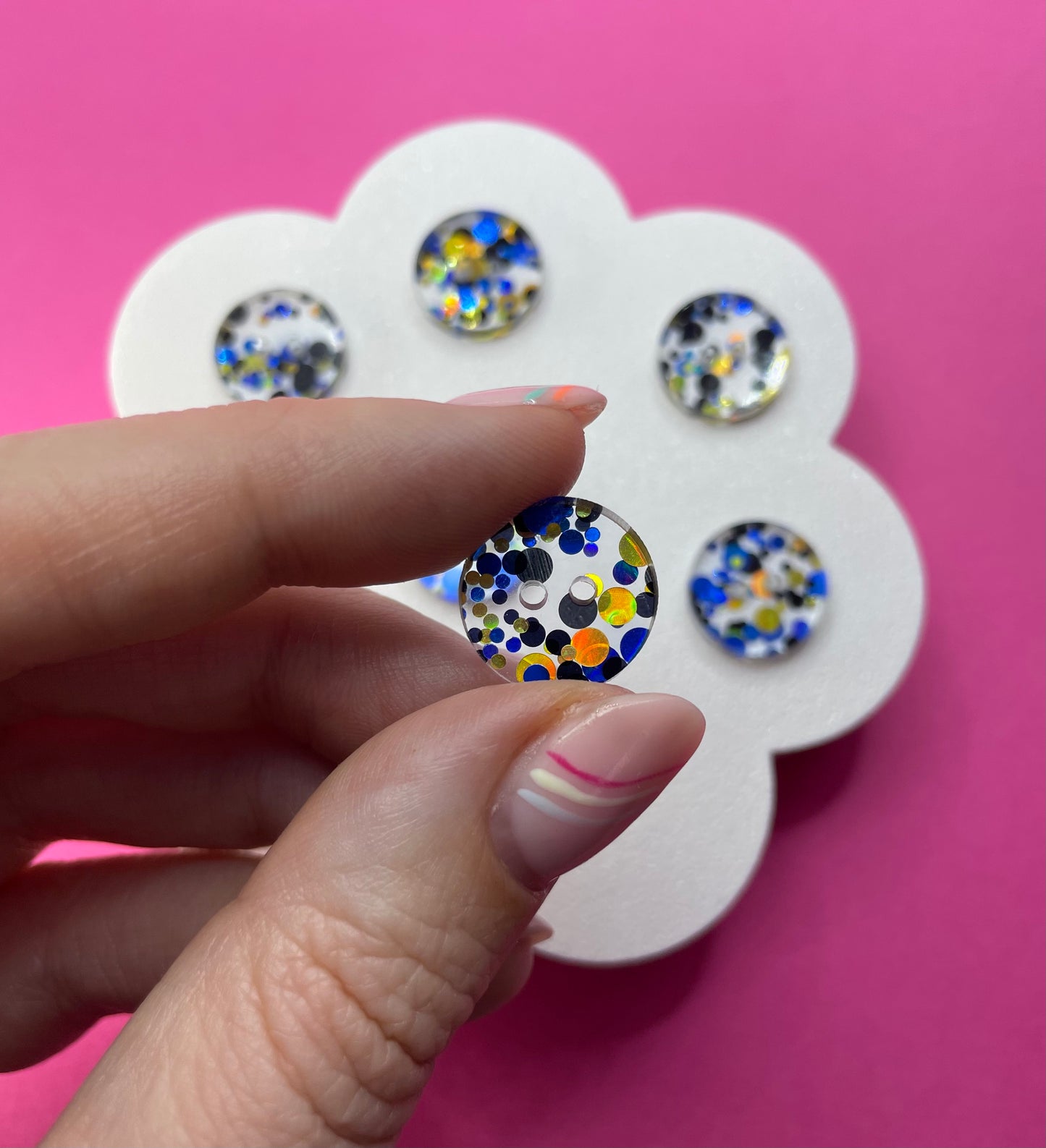 Blue and Gold Chunky Glitter Buttons