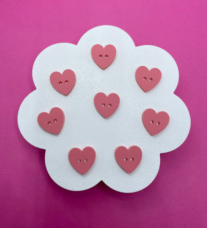 Sweet Pastel Raspberry Sherbert Buttons (round, heart and flower)