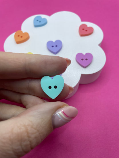 Rainbow Mix Heart Buttons