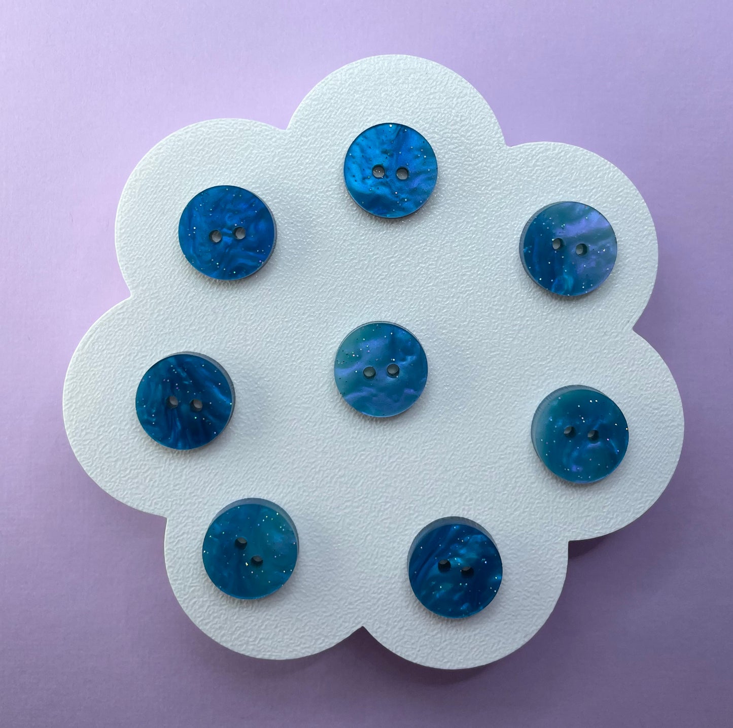 Cyan Blue Glittering Pearl Buttons