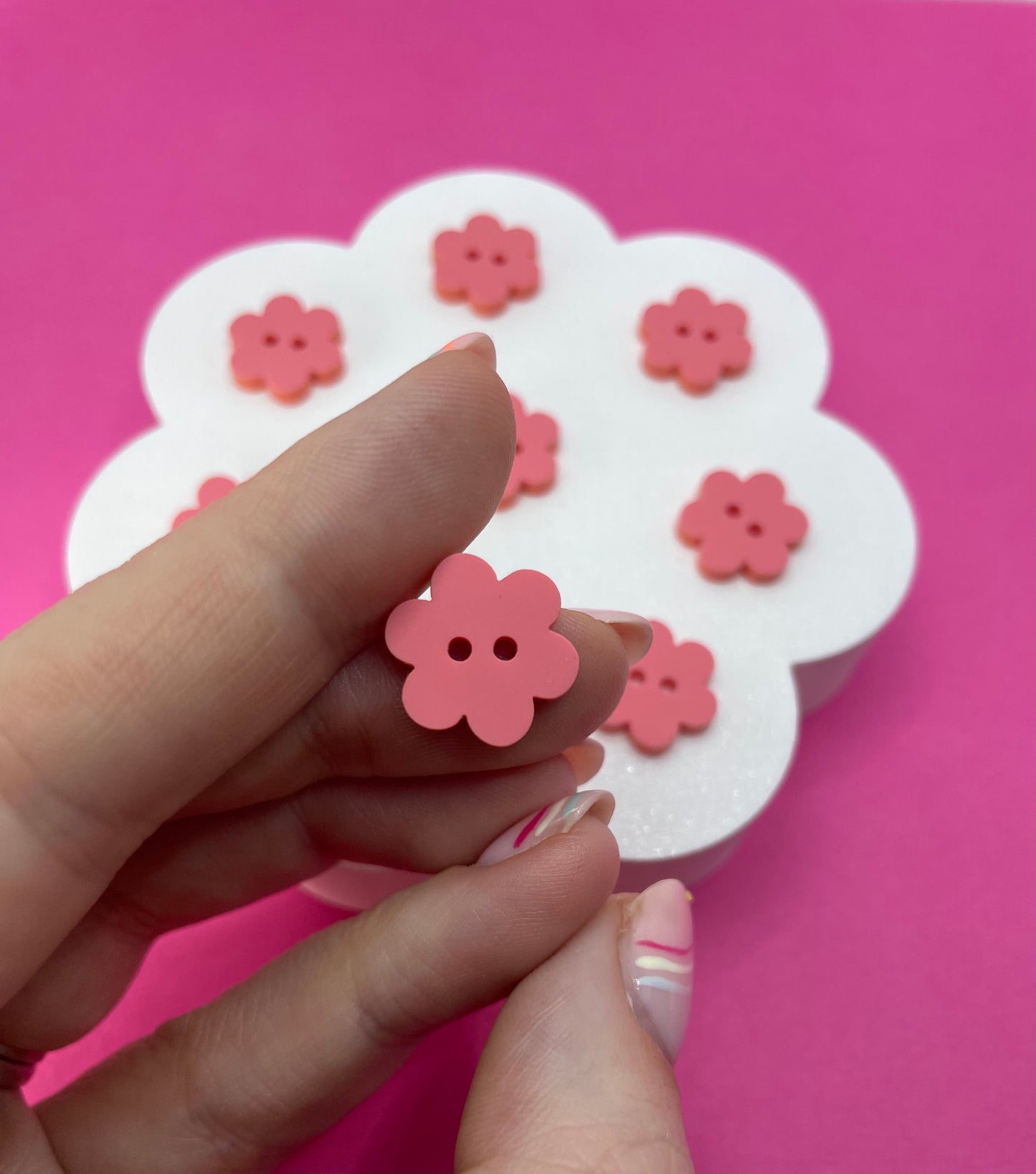 Sweet Pastel Raspberry Sherbert Buttons (round, heart and flower)