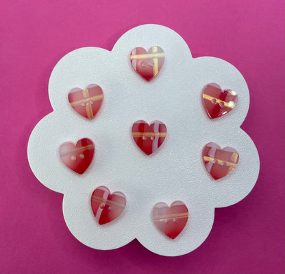 Red Tartan Heart Buttons
