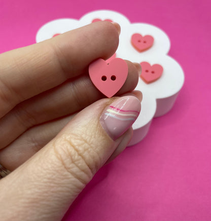 Sweet Pastel Raspberry Sherbert Buttons (round, heart and flower)