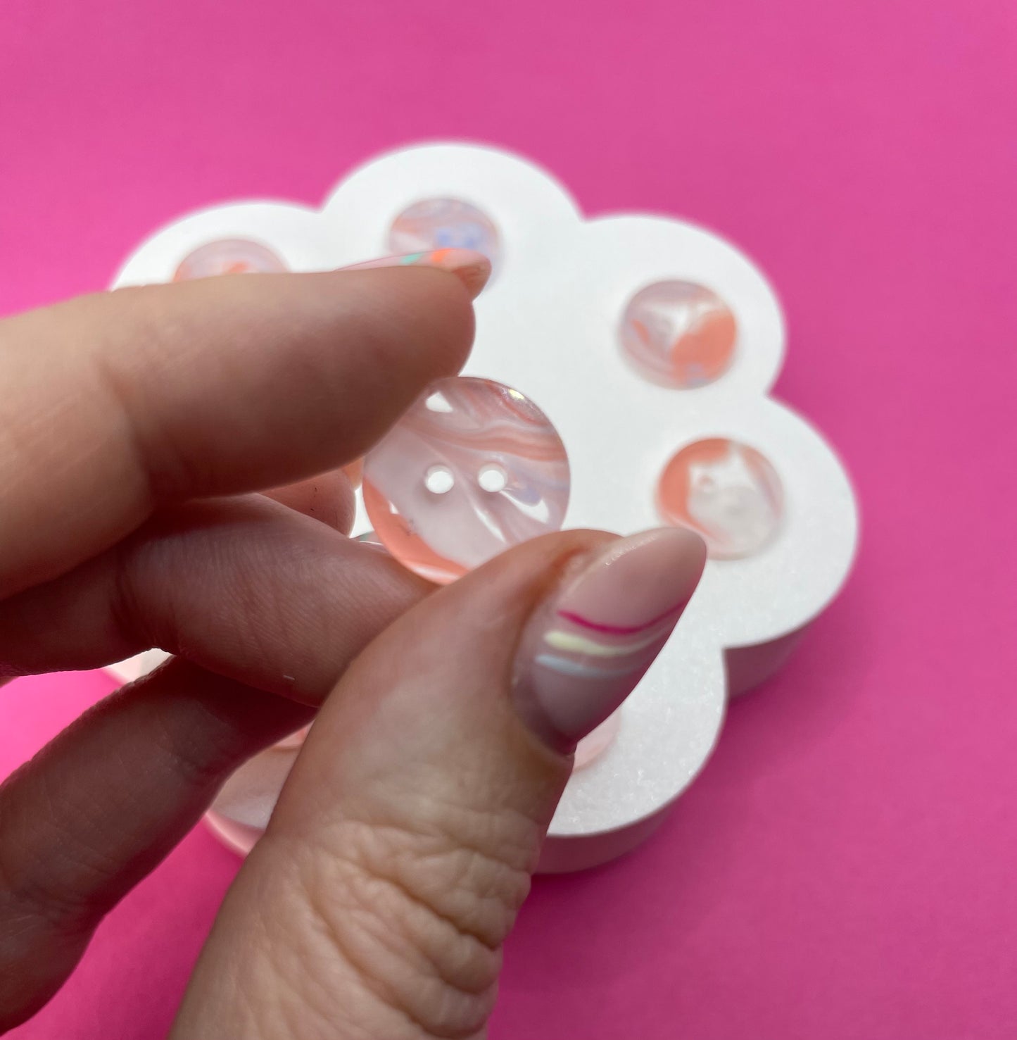 Inky Marble Buttons- Peach Melba