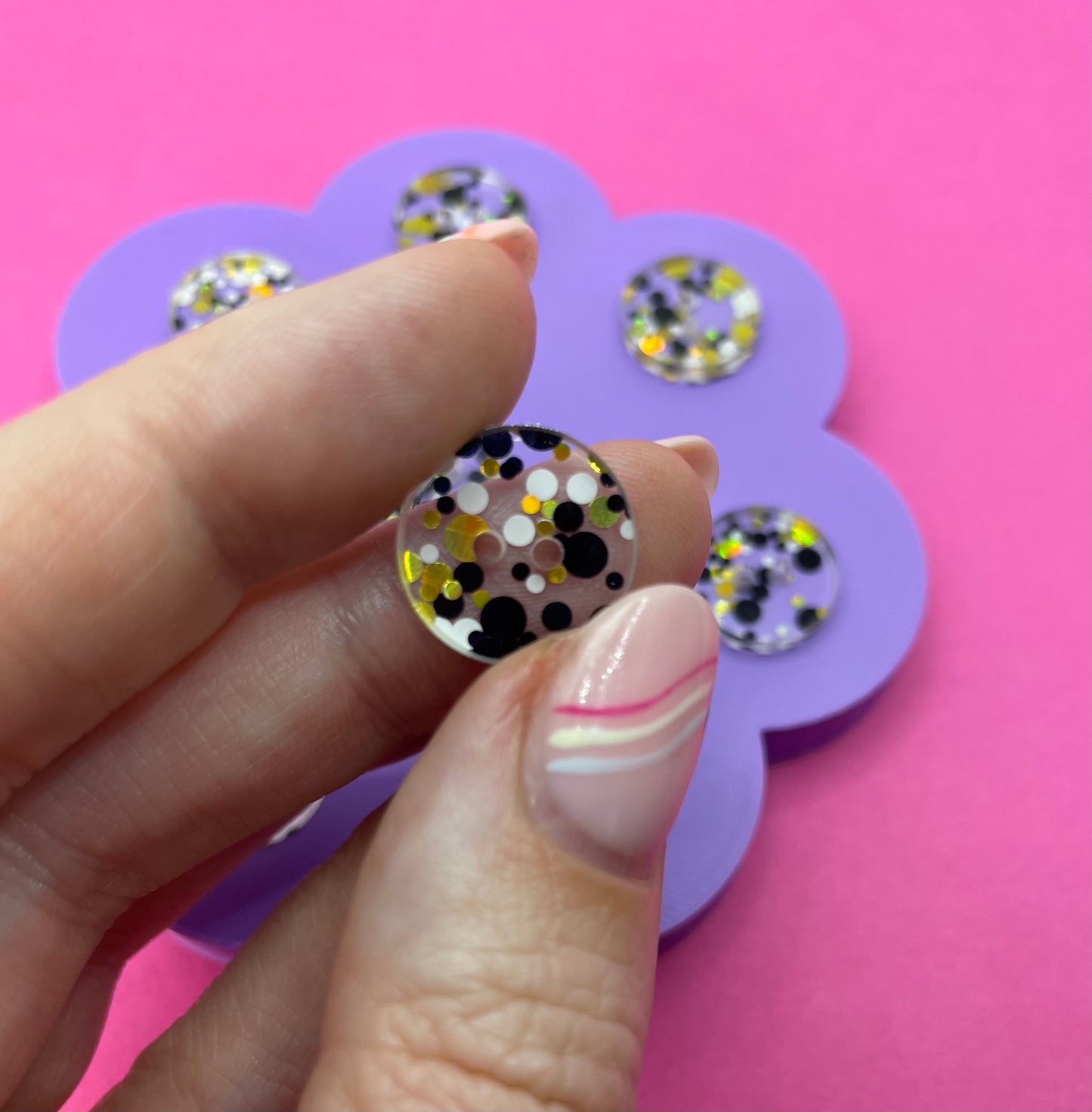 Black and Gold Chunky Glitter Buttons