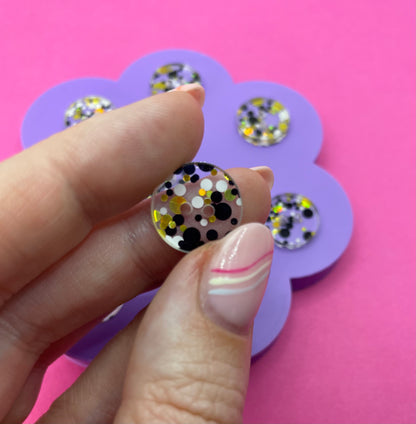 Black and Gold Chunky Glitter Buttons