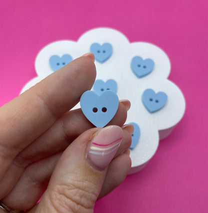 Sweet Pastel Candy Floss Blue Buttons (round, heart and flower)