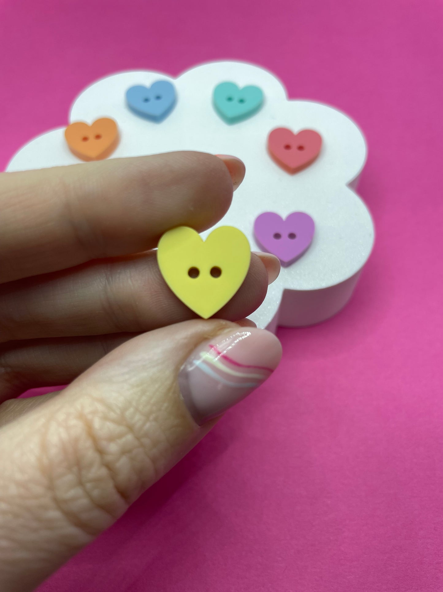Rainbow Mix Heart Buttons