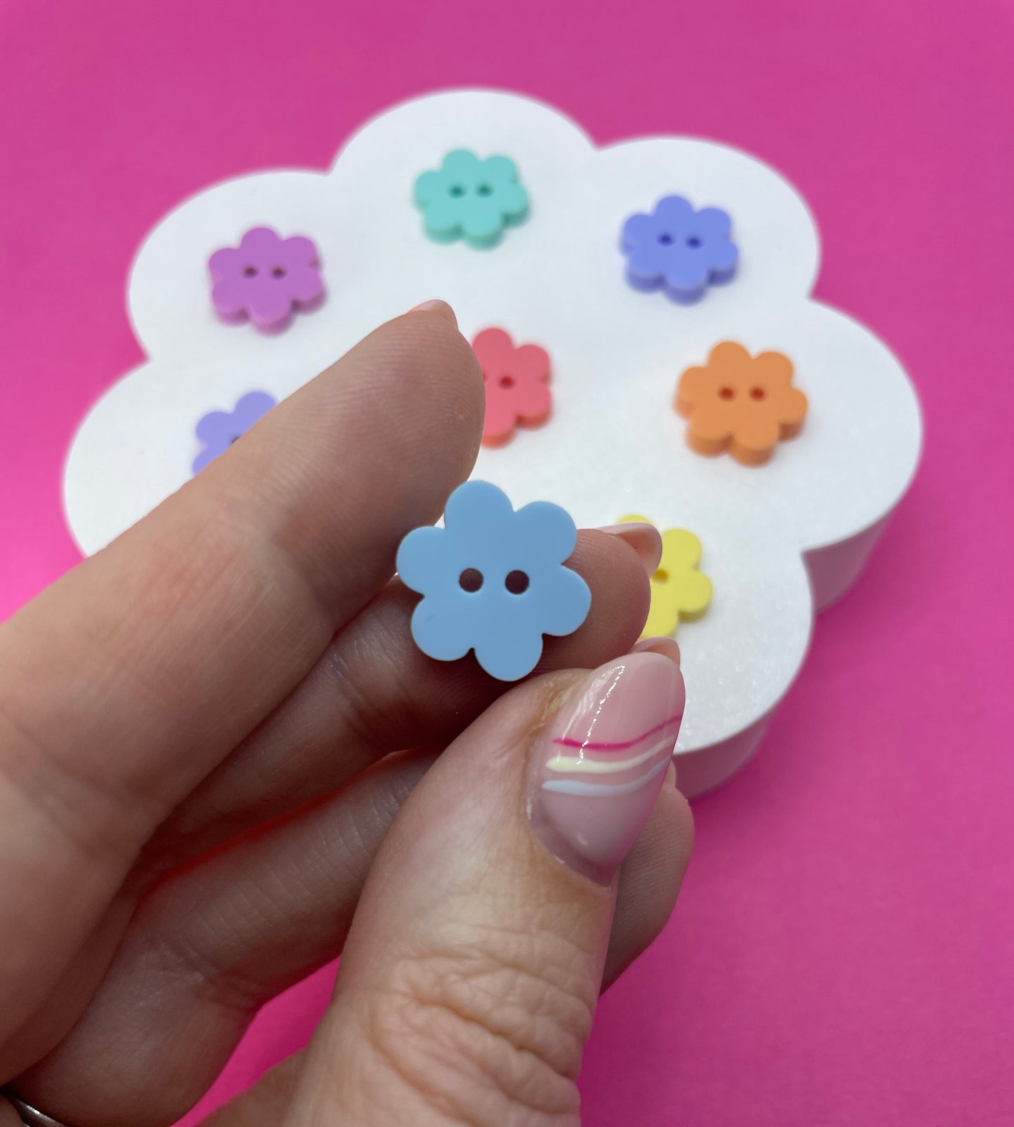 Rainbow Mix Flower Buttons