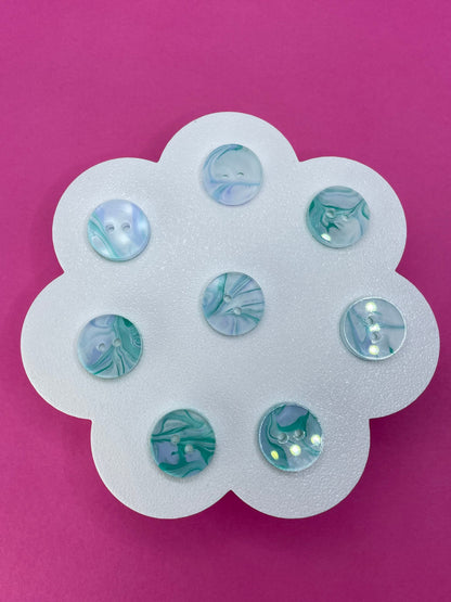 Inky Marble Buttons- Minty Swirl