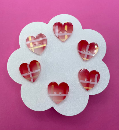 Red Tartan Heart Buttons