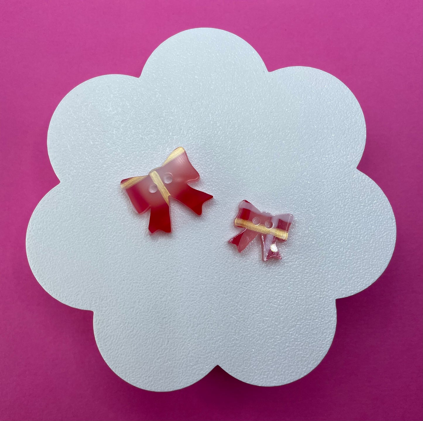Red Tartan Bow Buttons