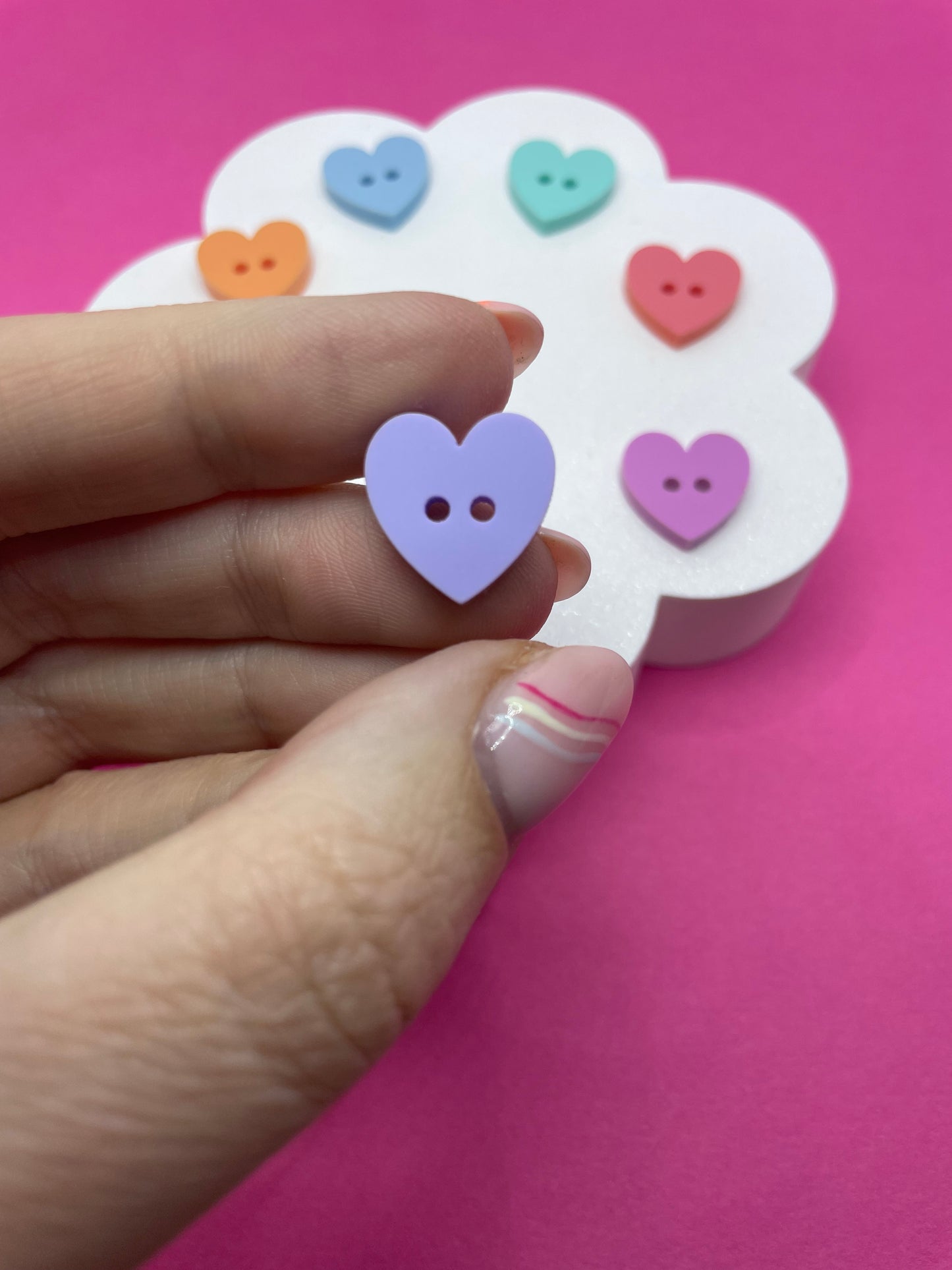 Rainbow Mix Heart Buttons