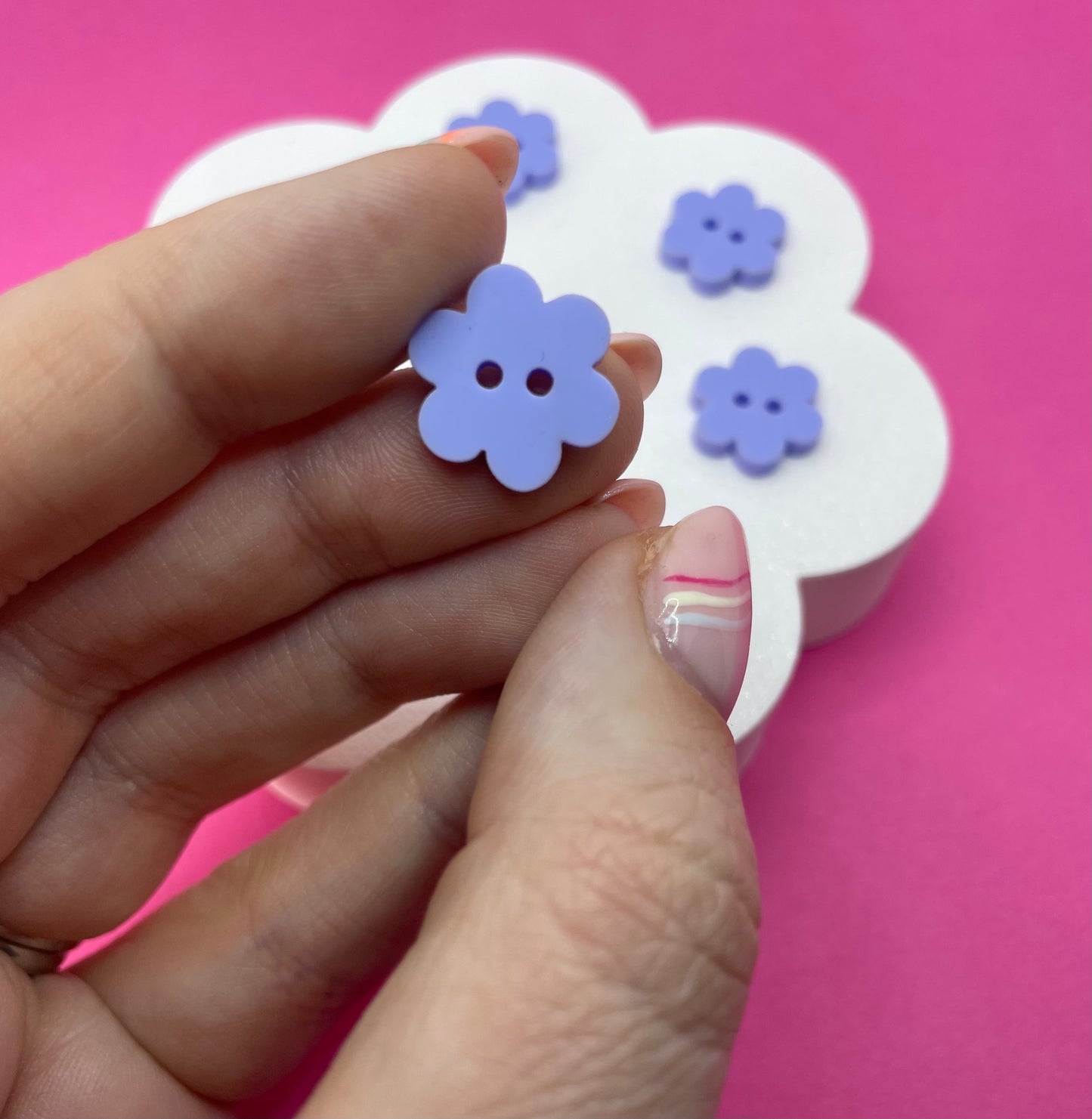 Sweet Pastel Bubblegum Blue Buttons (round, heart and flower)