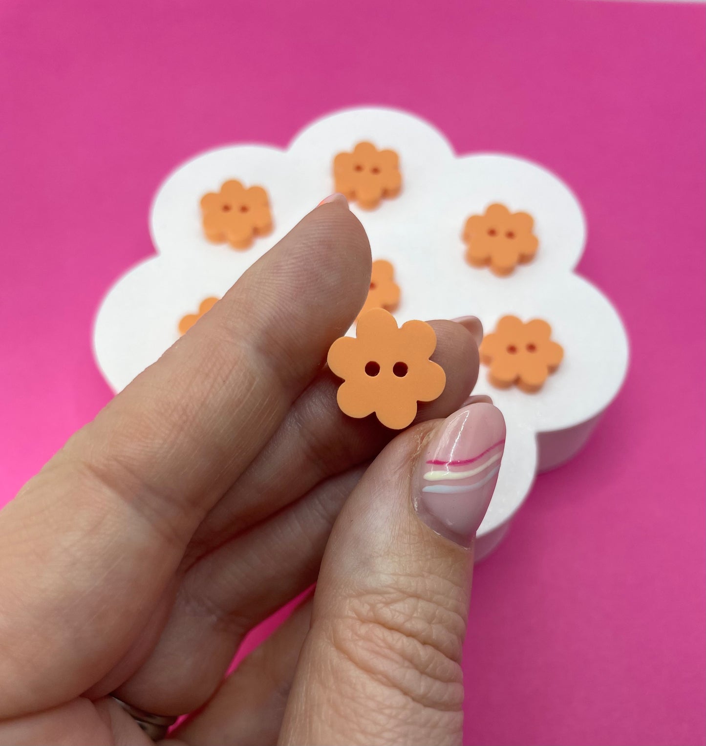 Sweet Pastel Orange Fizz Buttons (round, heart and flower)