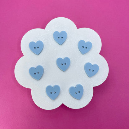 Sweet Pastel Candy Floss Blue Buttons (round, heart and flower)