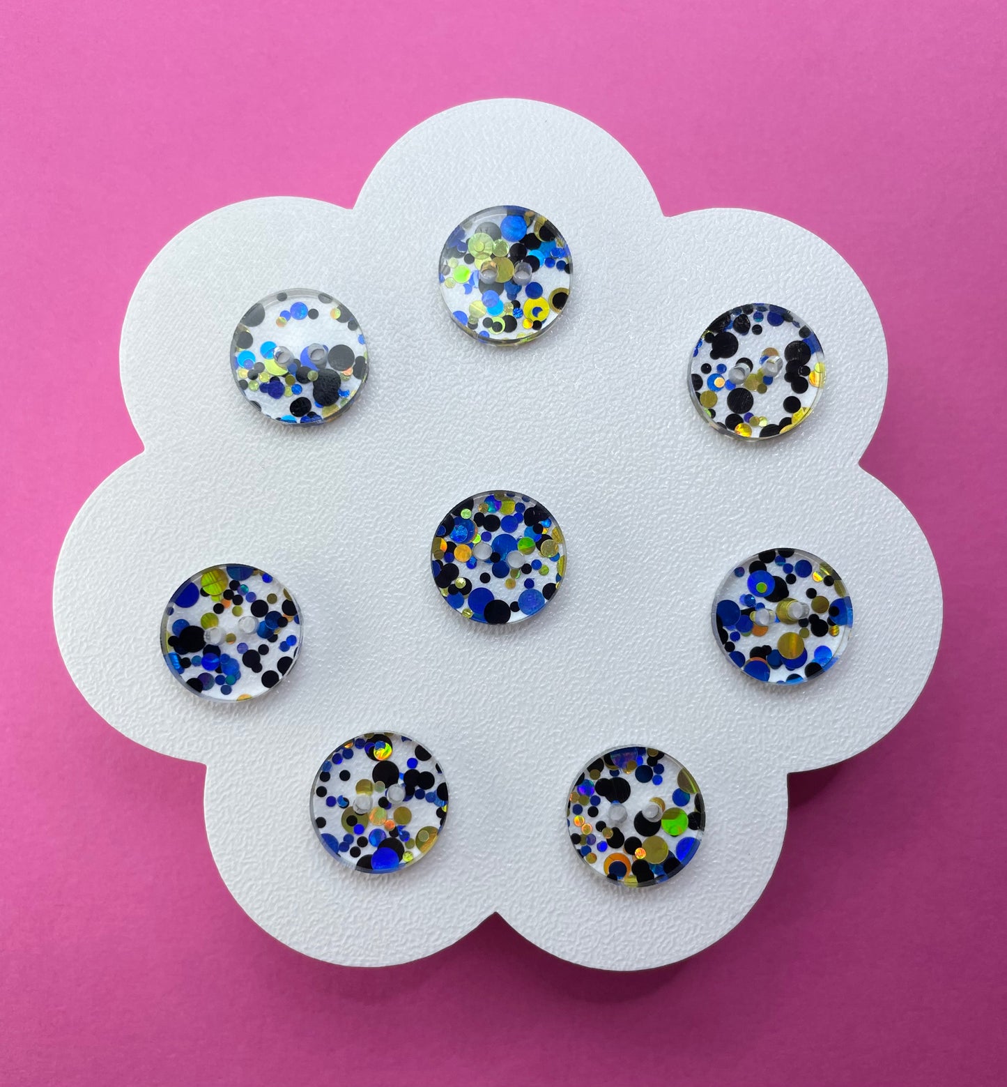 Blue and Gold Chunky Glitter Buttons