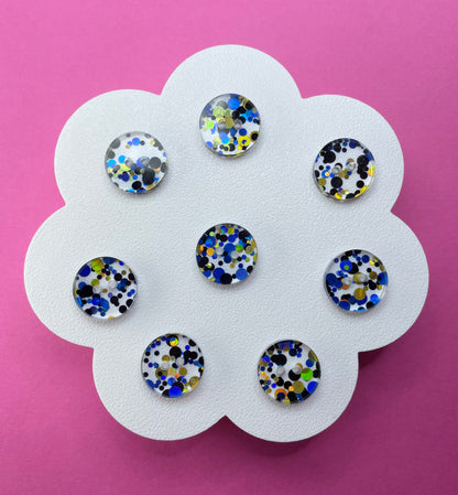 Blue and Gold Chunky Glitter Buttons