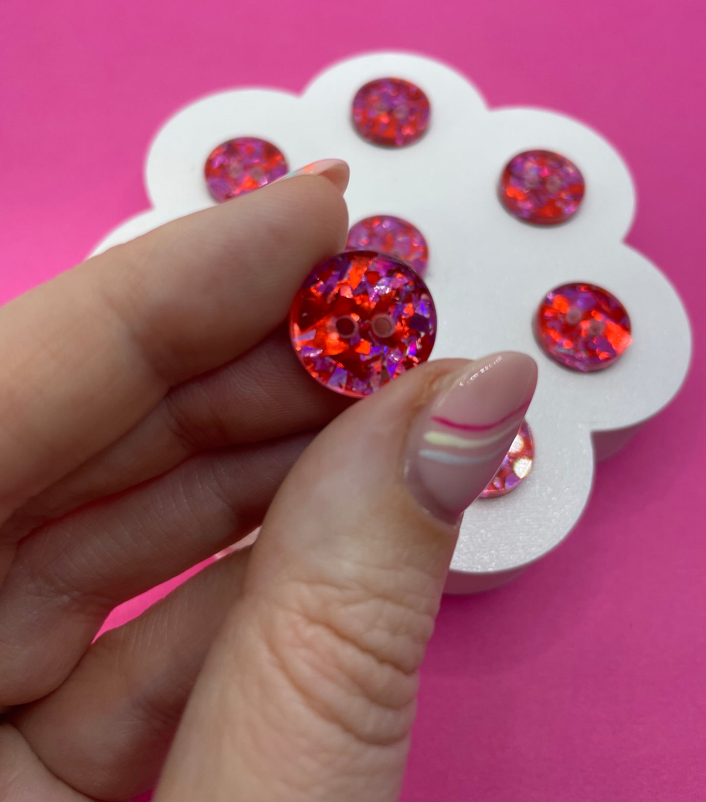 Red and Pink Berry Confetti Buttons